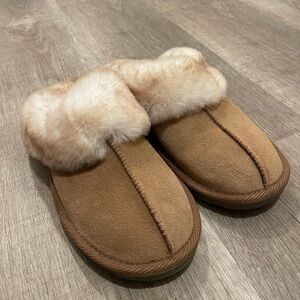 Stars Above Tan Faux Fur Lined Slippers